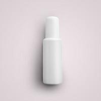 3D rendering blank white cosmetic plastic spray bottle isolated on grey background. fit for your mockup design. photo