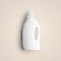 Representación 3D botella de plástico cosmético blanco en blanco con mango gotero aislado sobre fondo gris. apto para el diseño de su maqueta. foto