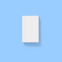 Back to school concept , hard cover blank white book front close isolated on blue photo