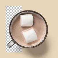 Two marsh mellow on hot chocolate
