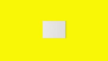 3d rendering hanging empty blank white canvas isolated on yellow background. photo