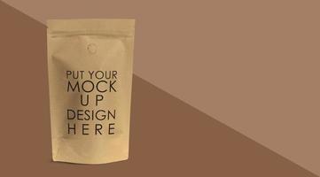 Elegant doypack coffee vacuum zipper mockup for branding. photo