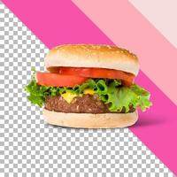 sabrosa hamburguesa fresca aislada sobre fondo transparente. foto