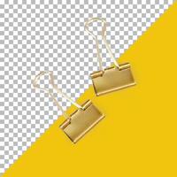 Isolated two golden paper clips photo