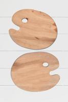 Pairs of different Wooden art palette isolated.