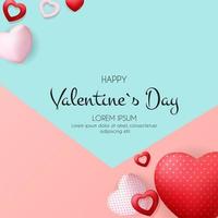 Happy Valentines Day Card with Heart. Vector Illustration