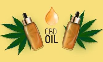 Productos de aceite de cbd, aceite de cannabis para fines médicos y cosméticos ilustración vectorial.