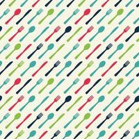 Abstract Seamless Pattern with tableware forks spoons and knives. Vector Illustration