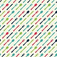 Abstract Seamless Pattern with tableware forks spoons and knives. Vector Illustration