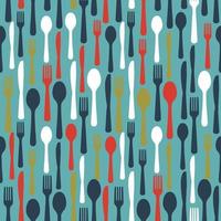 Abstract Seamless Pattern with tableware forks spoons and knives. Vector Illustration