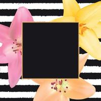 Abstract Frame with Lily Flower. Natural Background. Vector Illustration