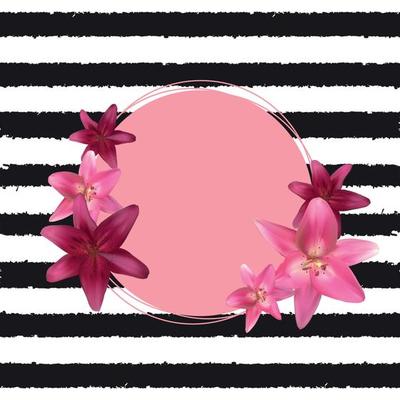 Abstract Frame with Lily Flower. Natural Background. Vector Illustration