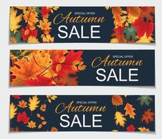 Abstract Vector Illustration Autumn Sale Banner Background with Falling Autumn Leaves