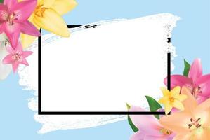 Abstract Frame with Lily Flower. Natural Background. Vector Illustration