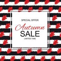 Abstract Vector Illustration Autumn Sale Background with Falling Autumn Leaves