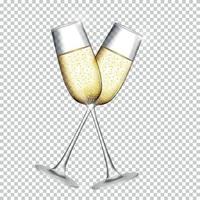 Two Glass of Champagne Isolated on Transparent Background. Vector Illustration