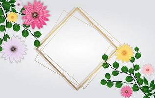 Abstract Flower Background Template with Empty Frame. Vector Illustration