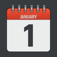 1 de enero icono diario del calendario. emblema de ilustración vectorial. elemento de diseño para documentos y aplicaciones de oficina de decoración. logo de día, fecha, mes y día festivo. Año nuevo vector