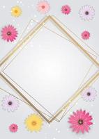 Abstract Flower Background Template with Empty Frame. Vector Illustration