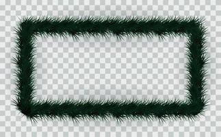 Frame of colorful coniferous branches on transparent background. Vector Illustration.