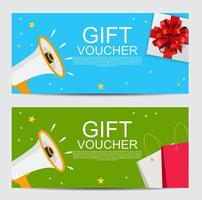 Megaphone Gift voucher concept template background. Vector Illustration