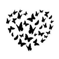Beautifil Butterfly Heart Silhouette Isolated on White Background. Valentine Day. Vector Illustration