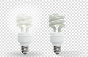 Lighting and not working Powersave lamp on transparent Background. Vector Illustration.