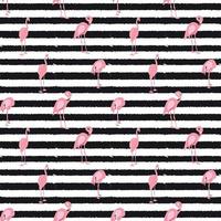 Colorful pink flamingo isolated on white background. Seamless pattern. Vector Illustration.