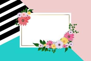 Abstract Flower Background Template with Empty Frame. Vector Illustration