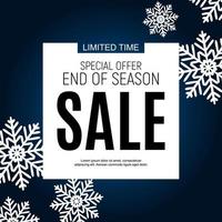 Winter End of Season Sale Poster Template Background. Vector Illustration