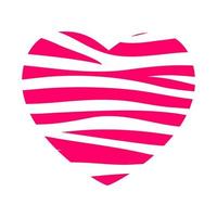 Happy Valentines Day Card with Heart and Zebra Pattern. Vector Illustration