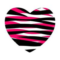 Happy Valentines Day Card with Heart and Zebra Pattern. Vector Illustration