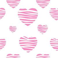 Happy Valentines Day Card with Heart and Zebra Pattern. Vector Illustration