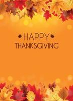 Abstract Vector Illustration Autumn Happy Thanksgiving Background with Falling Autumn Leaves