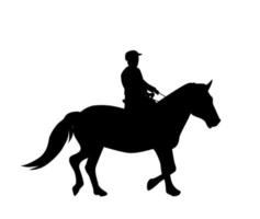 Pegatina para el jinete de la silueta del coche a caballo. experto en doma de caballos. ilustración vectorial.