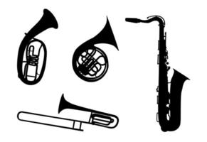 Sticker on car Silhouette of musical instruments. for people with a profession musician. Vector Illustration.