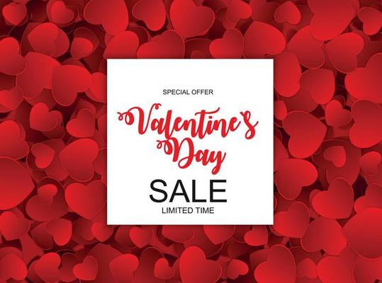 Valentines Day Sale Card with Frame. Vector Illustration