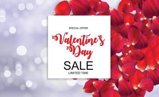 Valentines Day Sale Card with Frame. Vector Illustration