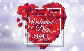 Valentines Day Sale Card with Frame. Vector Illustration