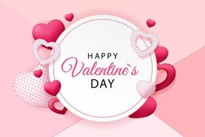 Happy Valentines Day Card with Heart. Vector Illustration