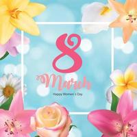 Poster International Happy Women's Day 8 March Floral Greeting card Vector Illustration