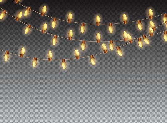 Christmas Garland Bulb on Transparent Background Vector Illustration