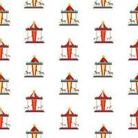 Amusement park element, Carousel with horses.  vector Illustration