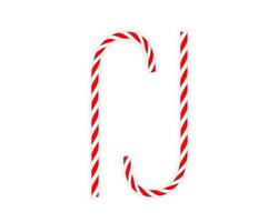 Colorful tasty sweet New Year red and white candy cane. Vector Illustration