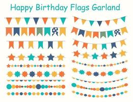 Party Flags, Buntings,  Brushes for Creating a Party Invitation or Card. Vector Illustration