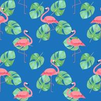 Colorful Pink Flamingo Seamless Pattern Background. Vector Illustration