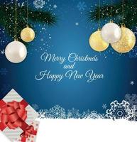 Merry Christmas and New Year Glossy Background. Vector Illustration