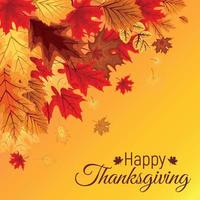 Abstract Vector Illustration Autumn Happy Thanksgiving Background with Falling Autumn Leaves