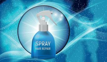 Design Hair Repair Spray Cosmetics Product  Template for Ads or Magazine Background. 3D Realistic Vector Iillustration