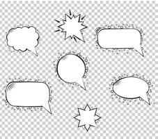 Variety of cartoon speech bubbles on transparent background. Vector Illustration.